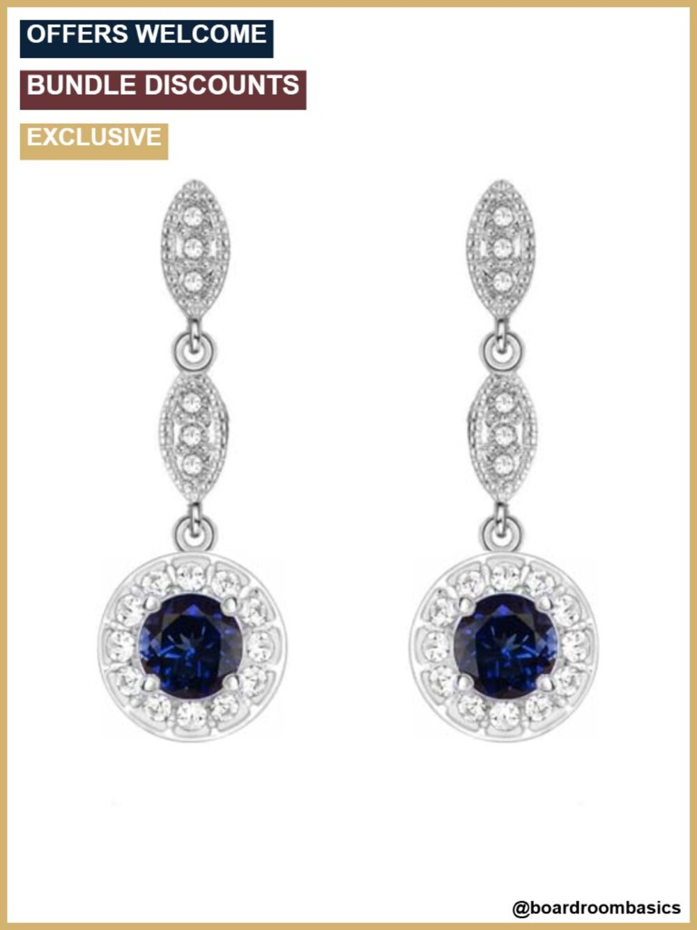 18K White Gold Plated Dangle Earrings with Round Zirconia Crystals for Women